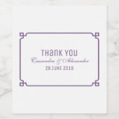 Paarse Deco Chic Wedding Wijn Etiket (Enkel label)