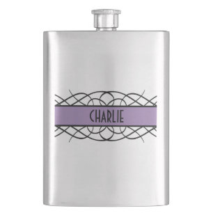 Paarse Deco Flourish Flask Heupfles
