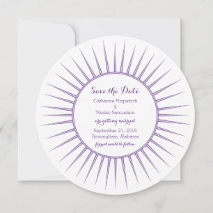 Paarse Deco Retro sparen de Datum uitnodigen Kaart