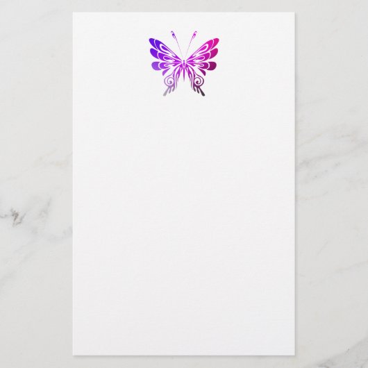  Paarse decoratieve vlindertekening Briefpapier (Voorkant)