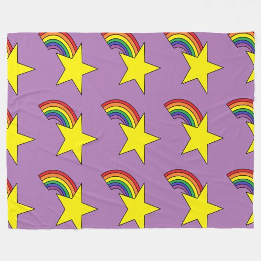 Paarse deken met gele sterren en regenbogen (Voorkant (Horizontaal))