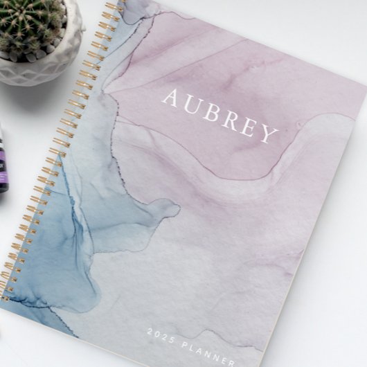 Paarse Delicate Abstracte Print Naam met Jaar Planner