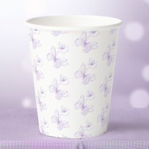 Paarse delicate vlinder Baby shower Papieren Bekers