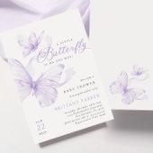 Paarse delicate vlinder Baby shower uitnodiging
