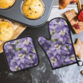 Paarse Delphinium Blooms Floral Ovenwant & Pannenlap Set