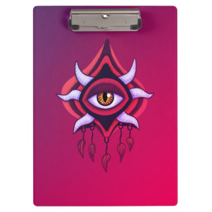 Paarse Demon Eye - Gotische occulte kunst Klembord