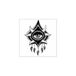 Paarse Demon Eye - Gotische occulte kunst Rubberstempel