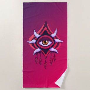 Paarse Demon Eye - Gotische occulte kunst Strandlaken