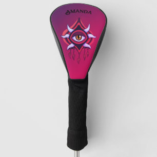 Paarse Demon Eye - Gotische Occulte Kunstnaam Golfheadcover