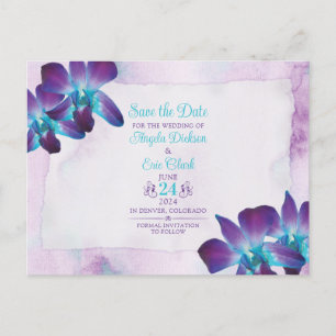 Paarse Dendrobium Orchidee Bruiloft Save the Date Briefkaart