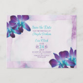 Paarse Dendrobium Orchidee Bruiloft Save the Date Briefkaart (Voorkant)