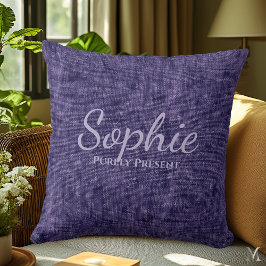 Paarse denimstructuur | Gepersonaliseerd rustiek h Kussen