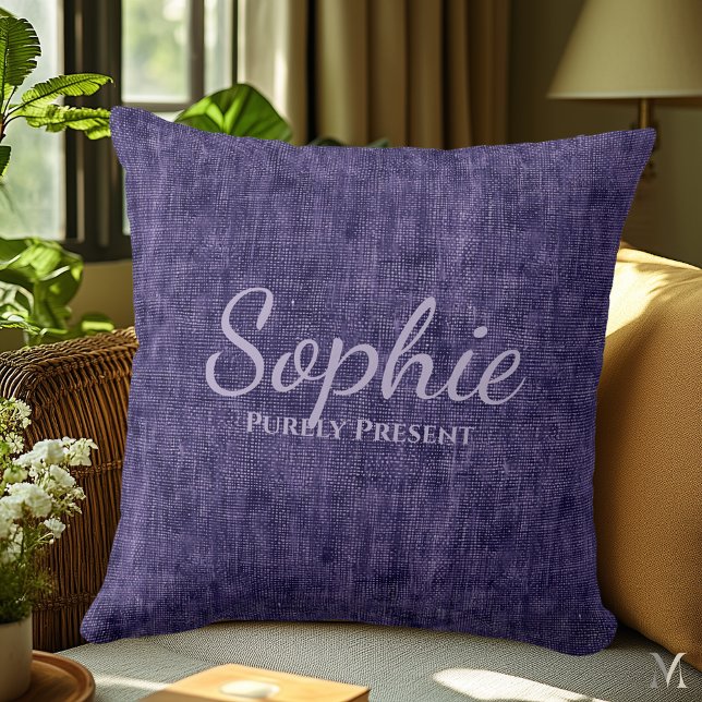 Paarse denimstructuur | Gepersonaliseerd rustiek h Kussen (Creator heeft geüpload)