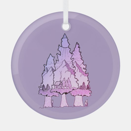 Paarse dennen glas ornament (Voorkant)