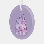 Paarse dennen glas ornament (Voorkant links)