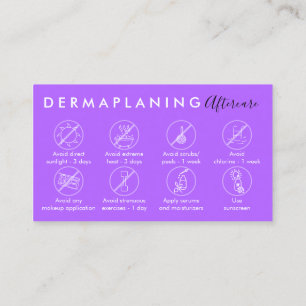 Paarse Dermaplaning Nazorg Post Instructies Visitekaartje