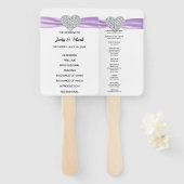 Paarse diamanten hart bruiloft programma handwaaier (Voorkant en achterkant)