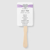 Paarse diamanten hart bruiloft programma handwaaier (Voorkant)