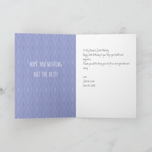 Paarse diamantpatroon verjaardagskaart voor dame kaart (Binnen)