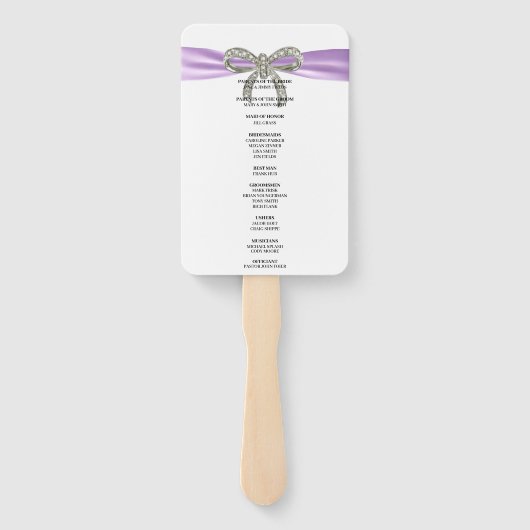 Paarse Diamond Bow Trouwprogramma Handwaaier (Achterkant)