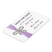 Paarse Diamond Bow Wedding Save the Date Magnet Magneet (Linkerzijde)