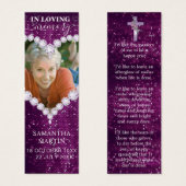 Paarse Diamonds Foto Memorial Funeral Bladwijzer Mini Visitekaartjes (Voorkant /achterkant)