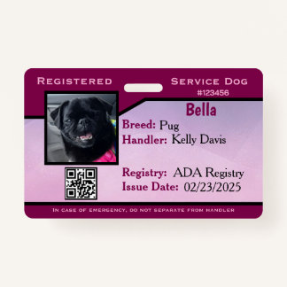 Paarse dienst hond ID-kaart Badge