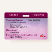 Paarse dienst hond ID-kaart Badge (Achterkant)