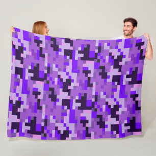 Paarse digitale camouflage fleece deken