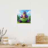 Paarse dinosaurus geniet van een burrito poster (Keuken)