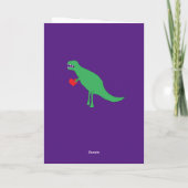 Paarse Dinosaurus Valentijnsdag Kaart (Achterkant)