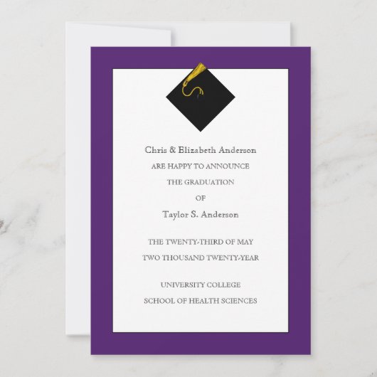 Paarse Diploma-uitreiking Aankondiging (Voorkant)