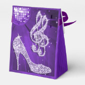 Paarse Disco Ball en Sparkle Heels Favor box Bedankdoosjes (Achterkant)