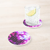 Paarse Disco Ball Zandsteen Onderzetter (Zijkant)