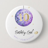 Paarse Discobal Dubbele cijfers Verjaardagskleren Ronde Button 7,6 Cm (Voorkant)