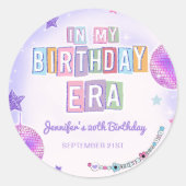 Paarse discobal in mijn verjaardagstijdperk ronde sticker (Voorkant)