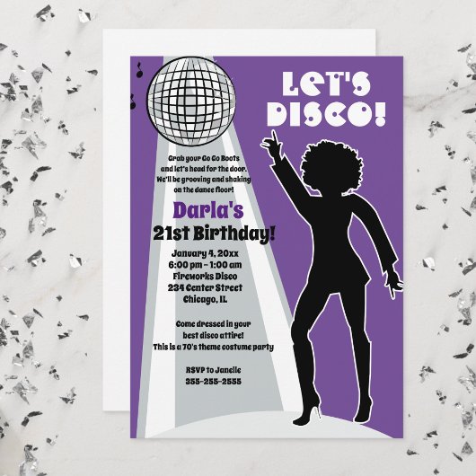Paarse discopartij Birthday Boogie Kaart