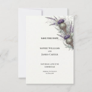 Paarse Distel Heather Schotse Save The Date