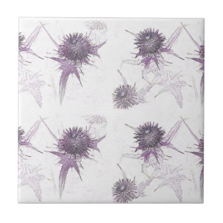 Paarse distel natuur ontwerp tegeltje