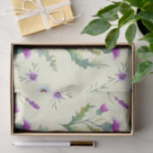  paarse distelbloemen, gele achtergrond tissuepapier (Geschenk)