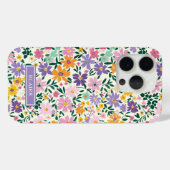 Paarse Ditsy Bloemen Monogram Case-Mate iPhone Case (Achterkant (horizontaal))