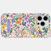 Paarse Ditsy Bloemen Monogram Case-Mate iPhone Case (Achterkant (horizontaal))
