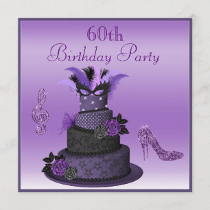 Paarse diva Cake, Sparkle High Heels 60th Birthday Kaart