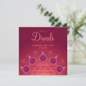 Paarse Diyas op Rangoli Kaart (Staand voorkant)