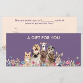 Paarse Dog grooming boutique huisdier sitter cadea (Voorkant / Achterkant)