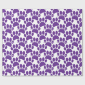 Paarse Dog Paw Print Aangepaste naam Cadeaupapier (Vlak)