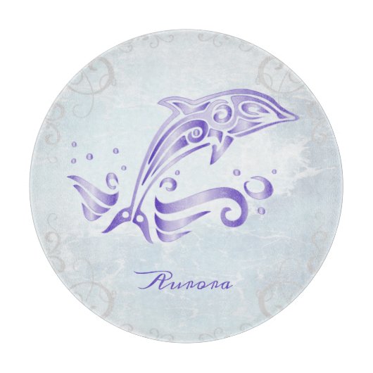 Paarse dolfijn op maat gesneden snijbord snijplank (Voorkant)