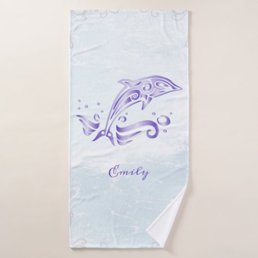 Paarse dolfijn persoonlijke dodenset bad handdoek (Badhanddoek)