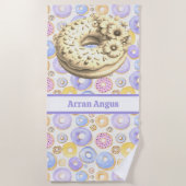 Paarse Donuts Boy Kleuren Strandlaken (Voorkant)