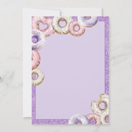 Paarse Donuts Glitter Waterverf Baby shower Kaart (Achterkant)